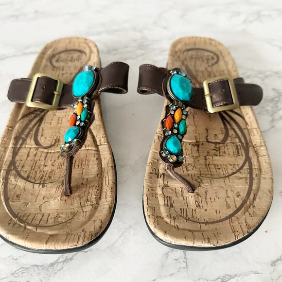 Abeo BioSystems Turquoise Sandal Flip-flops Women’s Size 9.5 Style BLING - Picture 4 of 9